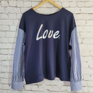 New York & Company Womens Shirt New Size Large Long Sleeve Blue